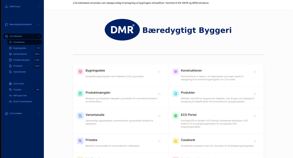 DMR Portal: LCA-værktøjer