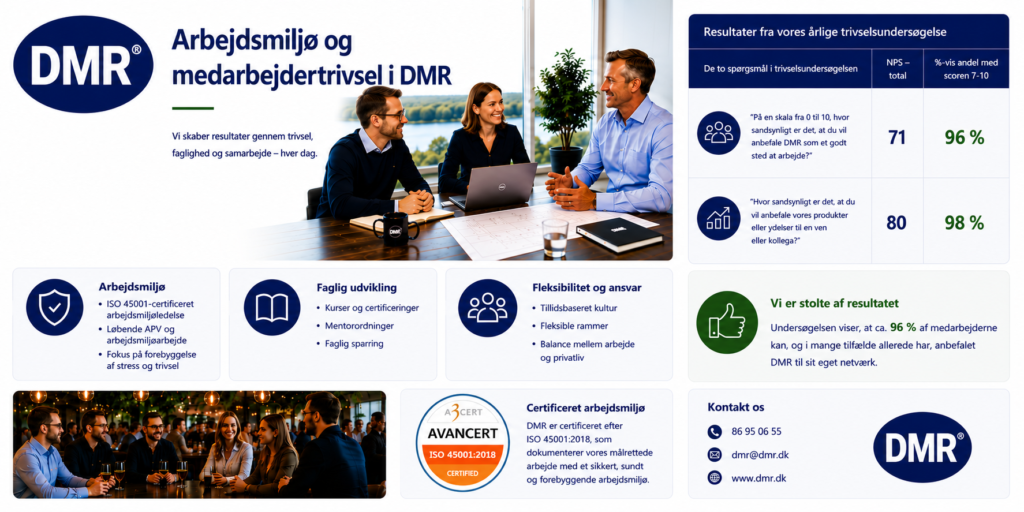 Medarbejdertilfredshed og arbejdsmiljø i DMR – en af vores kerneværdier